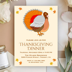 Invitation Magnifique dîner de Thanksgiving à la dinde orange
