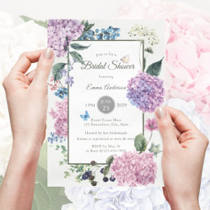 Invitation Magnifique Fête des mariées d'Hydrangea peinte à l