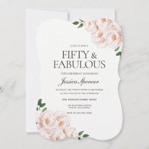 Invitation Magnifique Laid Blush Pink Élégant 50e anniversair