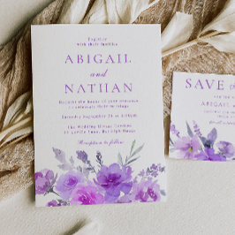 Invitation Magnifique Lavande violette Mariage Floral