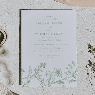 Invitation Magnifique mariage à l'art linéaire de sauge