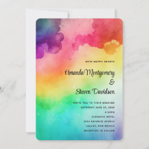 Invitation Magnifique mariage de couleurs abstraites de l'arc