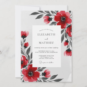 Invitation Magnifique Mariage d'Hiver Rouge