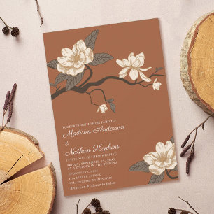 Invitation Magnifique Mariage Élégant Vintage Magnolia Terrac