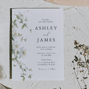 Invitation Magnifique mariage floral blanc botanique