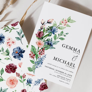 Invitation Magnifique mariage floral et verdure à l'aquarelle