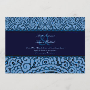 Invitation Magnifique Mariage Mehndi Mandalas (Bleu)