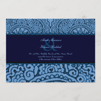 Invitation Magnifique Mariage Mehndi Mandalas (Bleu)