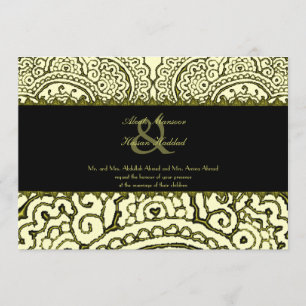 Invitation Magnifique Mariage Mehndi Mandalas (Effet Or)