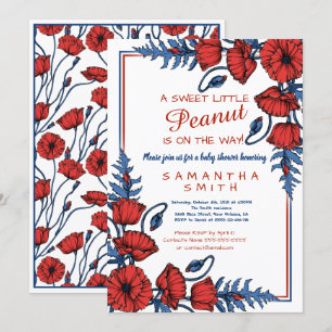 Invitation Magnifique Pavot Floral Baby shower Personnalisé D