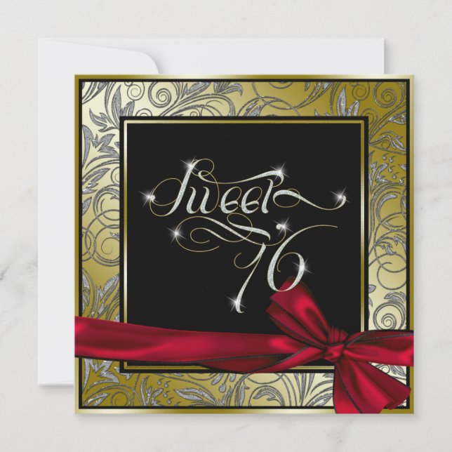 Invitation Magnifique Sweet sixteen Art Nouveau Or (Devant)
