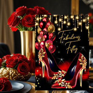 Invitation Magnifiques Ballons Anniversaire Talons Rouges Pai