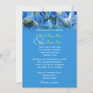 Invitation Magnifiques fleurs d'hortensia bleues mariage