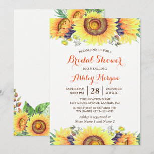 Invitation Magnifiques Tournesols Mariage Champêtre Élégant