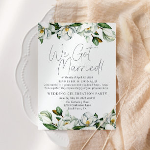 Invitation Magnolia Blanc Floral Mariage Juste Mariés