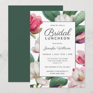Invitation Magnolia Blossoms Boho Floral Bridal Luncheon