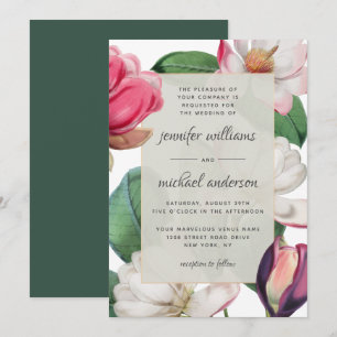 Invitation Magnolia Blossoms Romantique Boho Floral Élégant