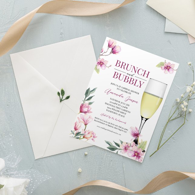 Invitation Magnolia Brunch et Bubbly Fête des mariées (Créateur téléchargé)