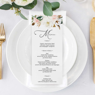 Invitation Magnolia Cotton Menu Mariage ou Menu Fête des mari