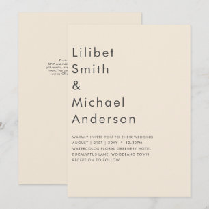 Invitation Magnolia Cream Typographie Mariage moderne