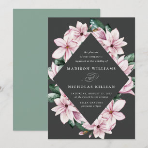 Invitation Magnolia & Eucalyptus Cadre Floral de Mariage
