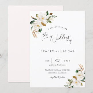 Invitation Magnolia Floral Aquarelle
