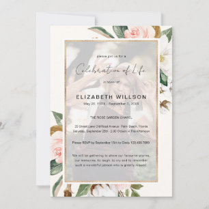 Invitation Magnolia Floral Célébration de la vie Funéraire Ph