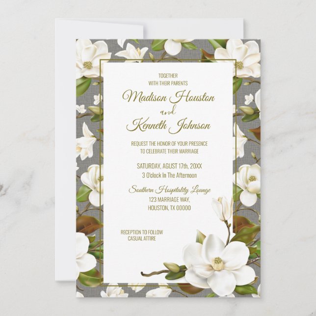 Invitation Magnolia Floral Mariage (Devant)