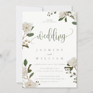 Invitation Magnolia Floral Moderne Mariage 