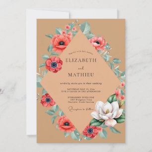 Invitation Magnolia Mariage Coral Poppy