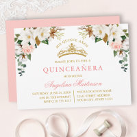 Magnolias Aquarelles Roses Roses Quinceanera Or