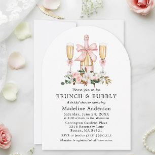 Invitation Magnolias Roses Aquarelle Petit Déjeuner de Mariée