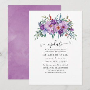 Invitation Magnolias violet et Mariage Rose