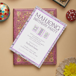 Invitation Mahjong Anniversaire de fête Invitation, violet to