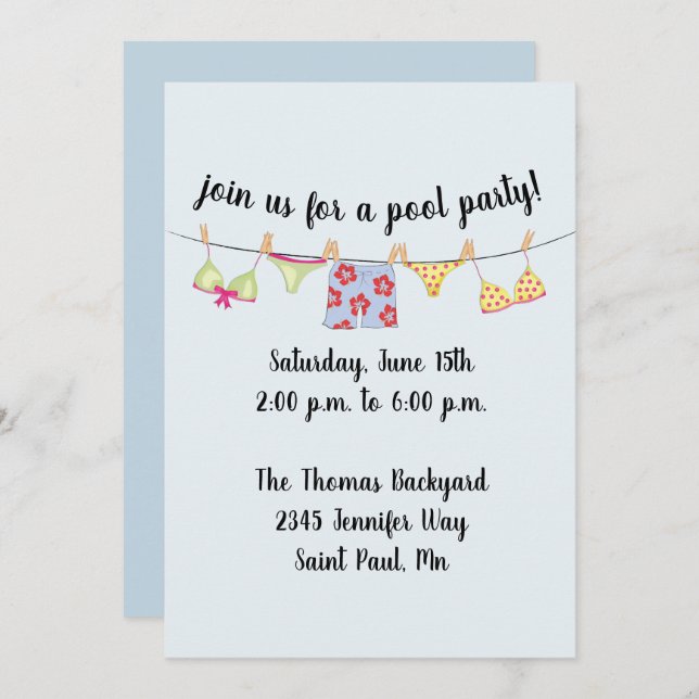 Invitation maillot de bain (Devant / Derrière)