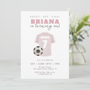 Invitation Maillot de foot rose Fille 7ème fête d'anniversair