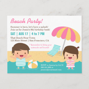 Invitation Maillots de bain mignons pour enfants Fête d'anniv
