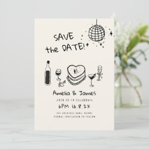 Invitation Main amusante tirée Enregistrer la date mariage