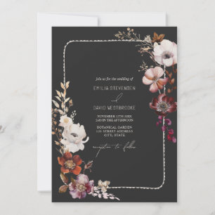 Invitation Main antiémone rustique tiré Mariage floral à basc