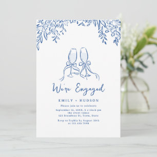 Invitation Main bleue dessinée acclamations toast engagement