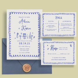 Invitation Main Bleue Tiré Français Amusant Mariage Invitatio