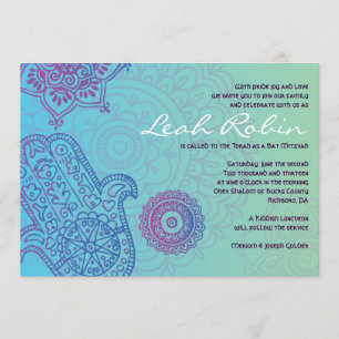 Invitation MAIN de l'Aqua HEMSA d'invitation de bat mitzvah