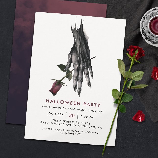 Invitation Main de sorcière déplaisante | Fête d'Halloween mo (Créateur téléchargé)
