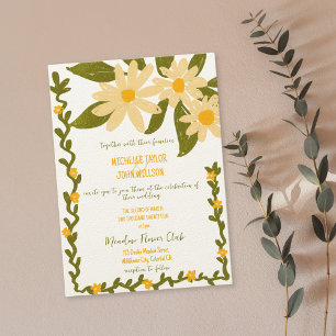 Invitation Main de Whimsical tiré Fleur sauvage Meadow Daisy
