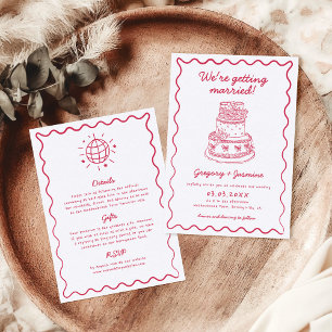 Invitation Main dessinée manuscrite Whimsical Mariage rouge