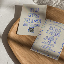 Invitation Main dessinée Scribble écrit Quirky QR Code Mariag