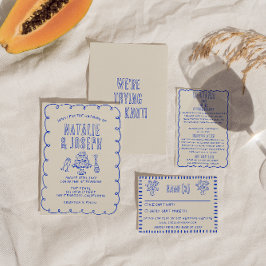 Invitation Main dessinée Scribble Écrit Quirky Retro Mariage