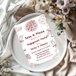 Invitation Main Drag is love & Pizza Engagement Party