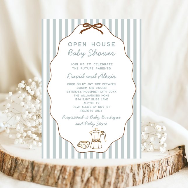 Invitation Main Drawn Bonjour Bebe Open House Boy Baby shower (Créateur téléchargé)