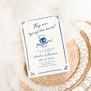Invitation Main fantaisiste tirée à la main Marine Blue Engag